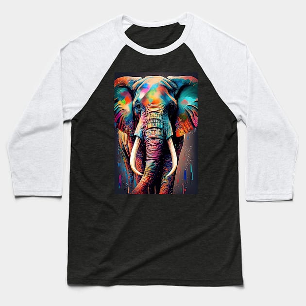 Colorful Elephant in Pop Art Style - A Fun And Playful Art Design For Animal lovers Baseball T-Shirt by Whimsical Animals